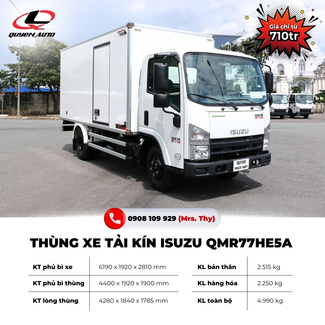 Xe tai thung kin dong lanh ISUZU QMR77HE5A Quyen Auto