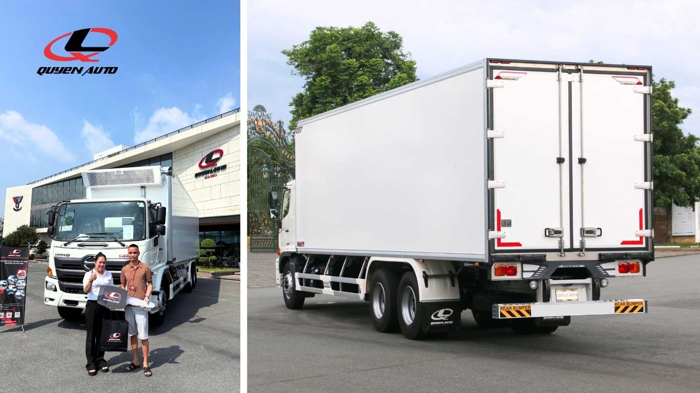 Hình bàn giao xe tải đông lạnh Hino FL8JW8A 13 tấn đến khách hàng