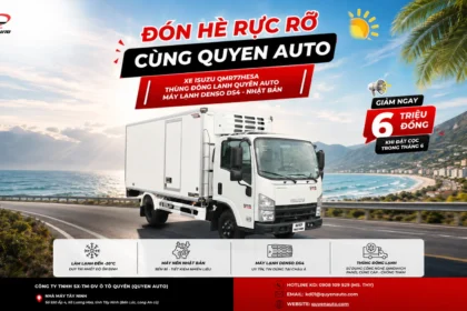 Ưu đãi tháng 6 xe đông lạnh Isuzu QMR77HE5A kết hợp thùng đông lạnh Quyen Auto và máy lạnh DENSO DS4 giảm ngay 6 triệu đồng