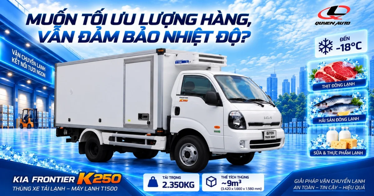 KIA K250 thùng lạnh Quyen Auto với máy lạnh THERMAL MASTER T1500
